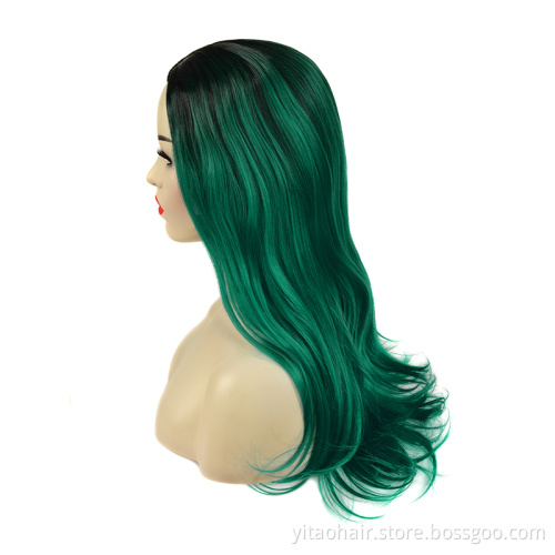 Synthetic Lace Front Hair Wig Blonde Long Straight Razer French Style  Technique Wave Color Small Weight Material Silky Brown